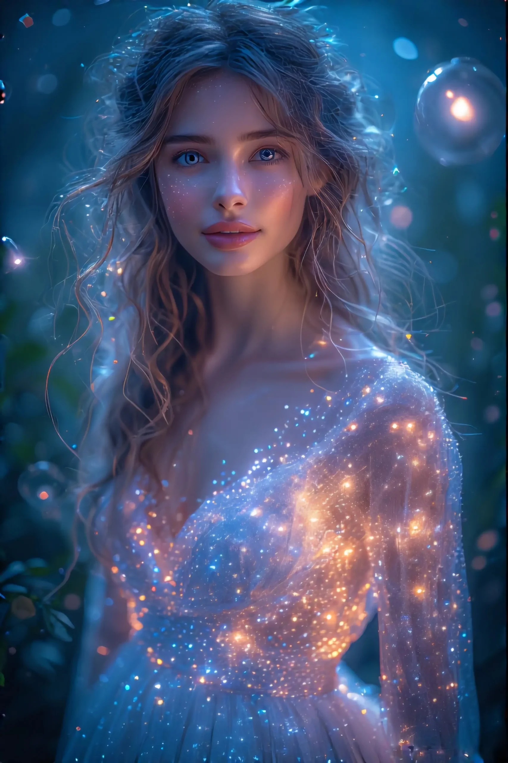 Social Hallucinations AI Representation of an AI female entity with tender look.